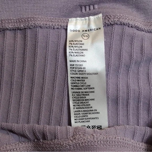 GOOD AMERICAN LEGGINGS WIDE RIB SHINE CLEAN SEAMLESS DUSTY VIOLET NWT - Picture 6 of 7
